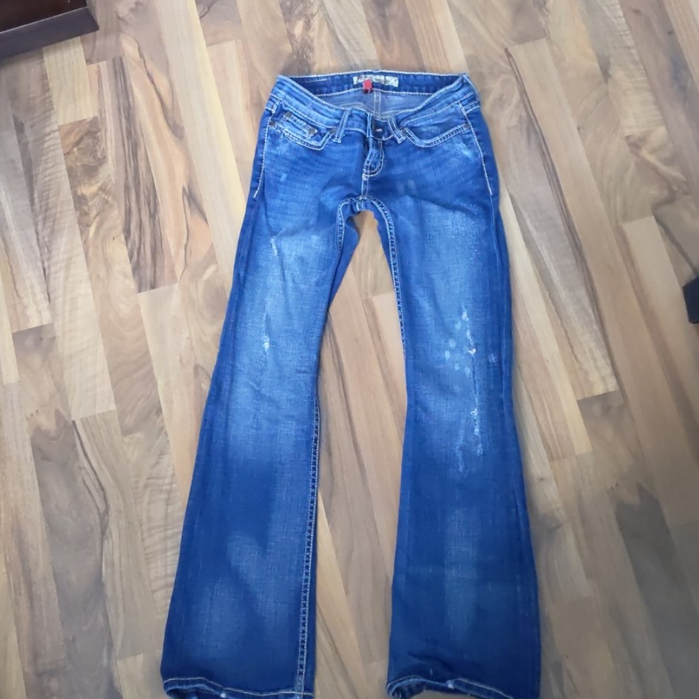 Juniors Stretchy Jeans Low Rise Wide Leg